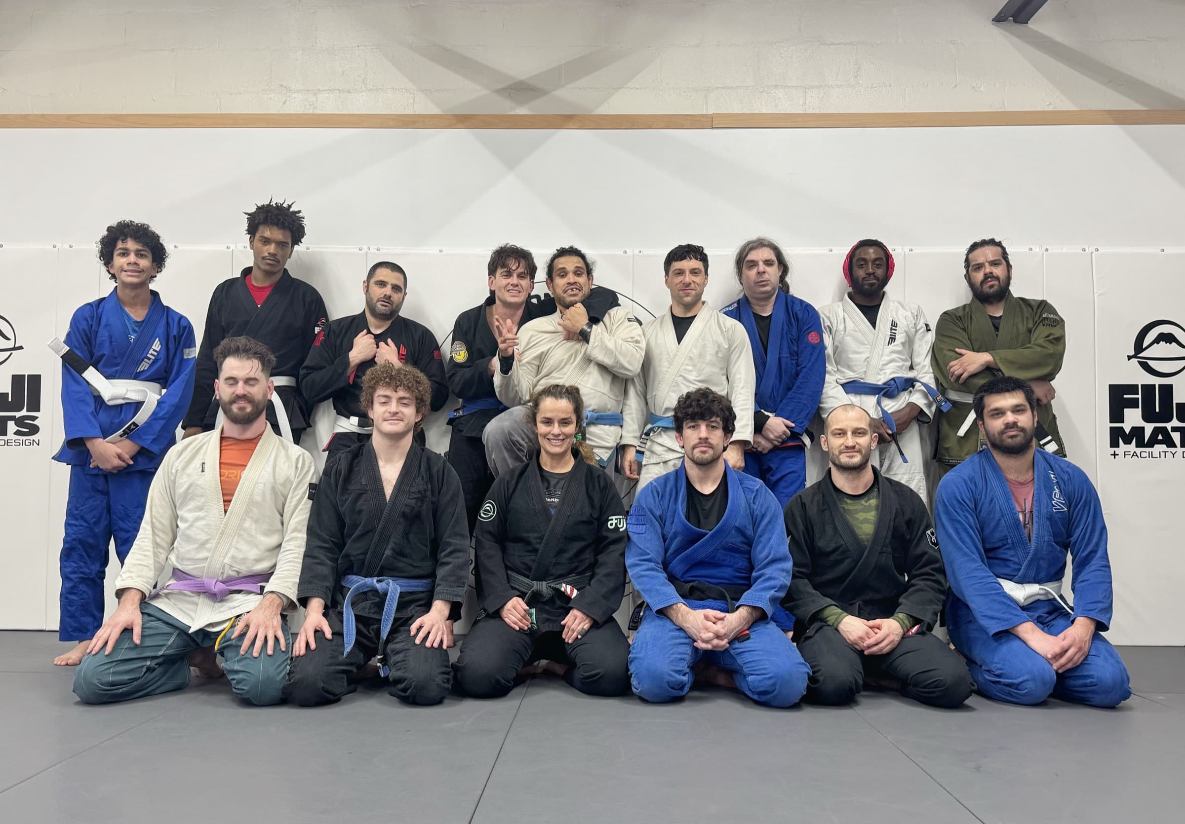 BJJ gi class group photo at Diamondheart Brooklyn gym